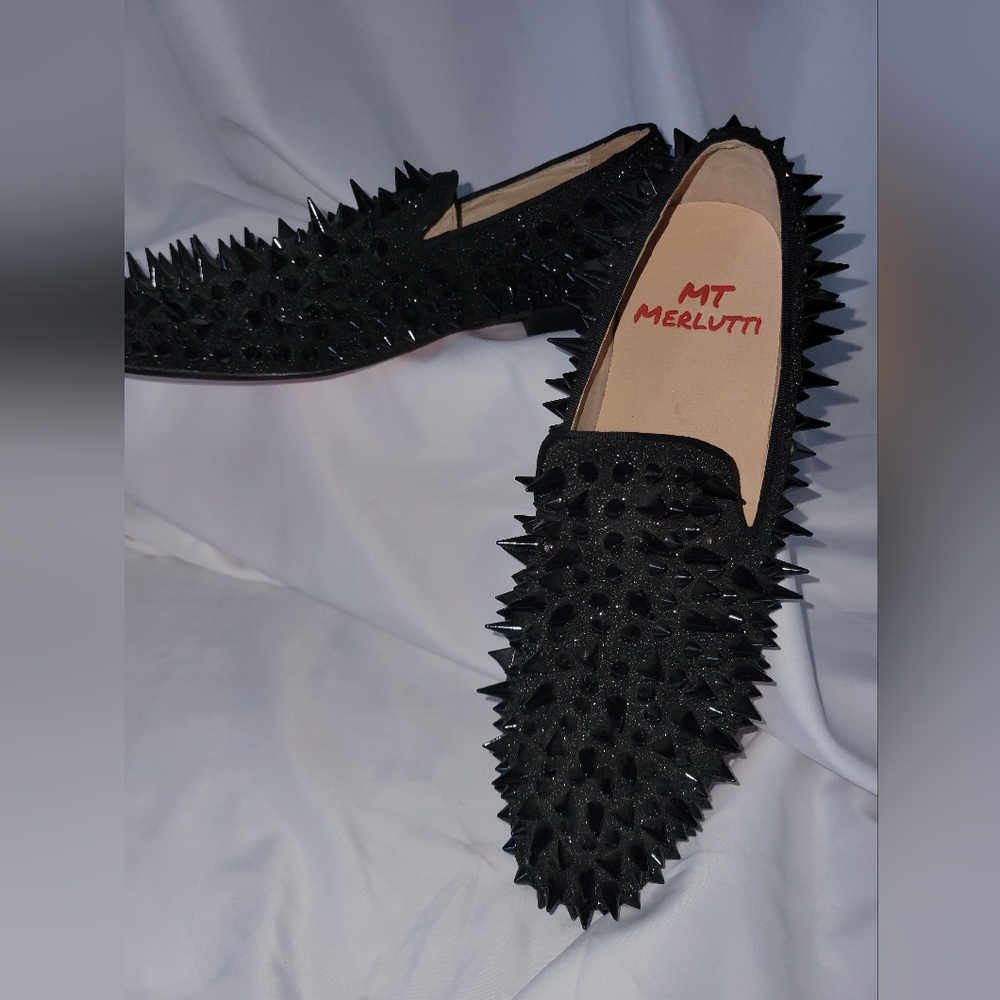 Merlutti Black Spiky Loafers sz 7 men's